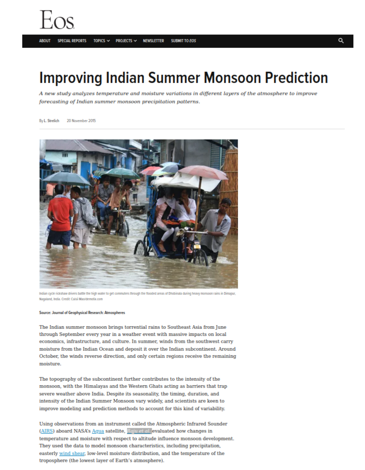 Research Featured in EOS (AGU)